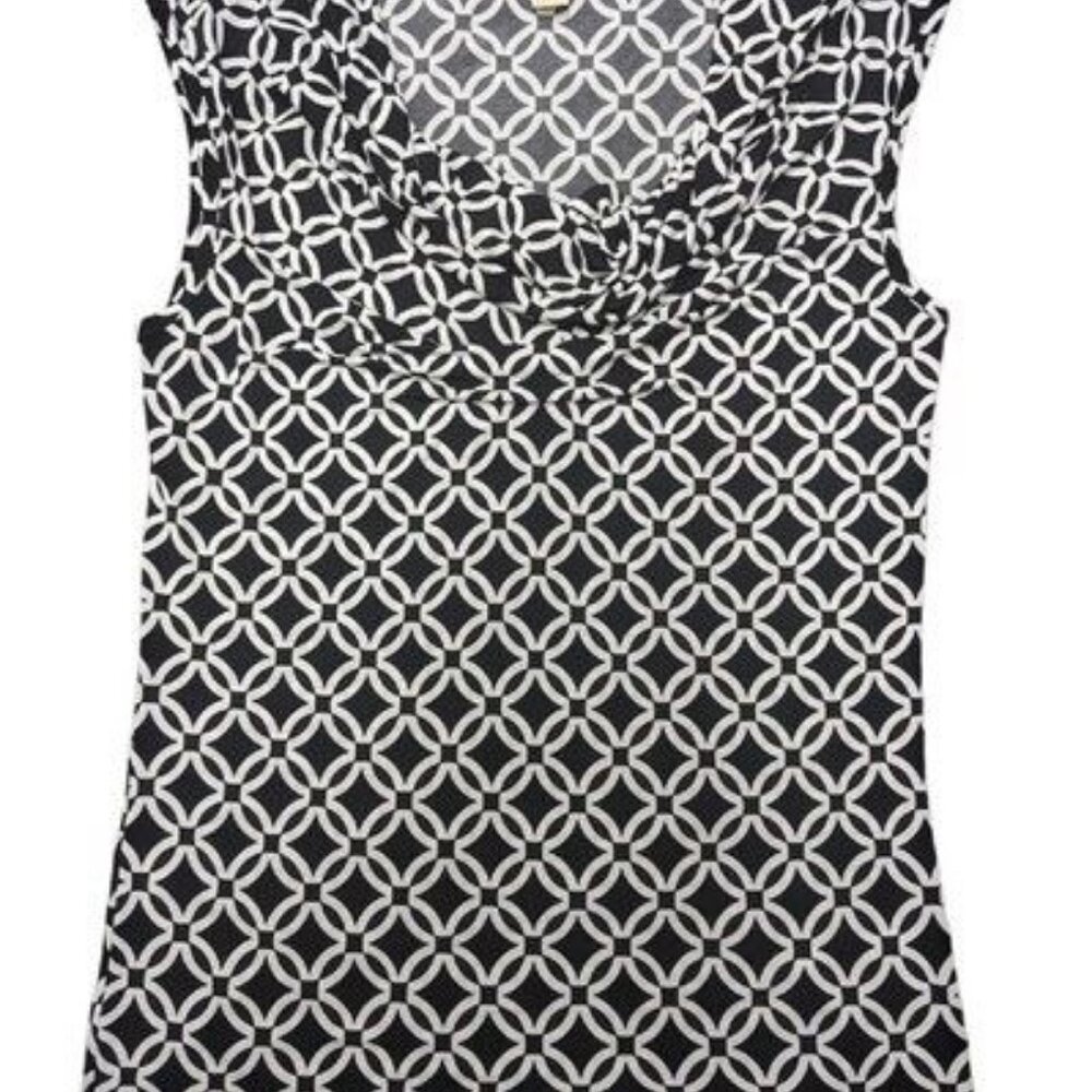 Michael Kors Black/White Geometric Cowl Neck Sleeveless Stretchy Top Women's S